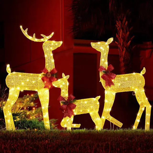 Main image of Yescom 3-Piece 2D Pre-lit Lighted Christmas Reindeer Family Set Decorations with 200 LEDs for Outdoor Indoor Home Decor Yard Lawn Display