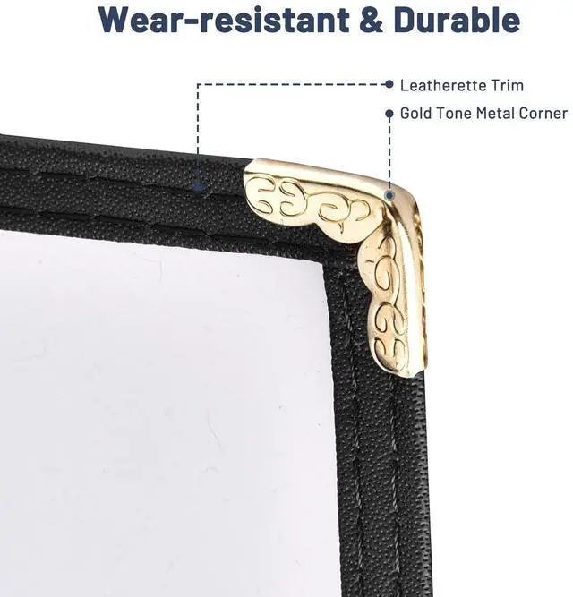 Alt view image 5 of 7 - WeChef 30 Pack Restaurant Menu Cover 8.5x11" Triple Fold 6 View  Double Stitch Bar Cafe Black