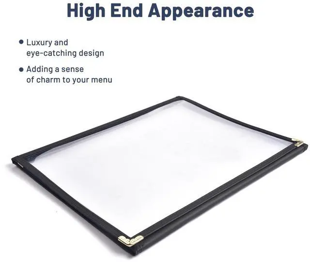 Alt view image 6 of 7 - WeChef 30 Pack Restaurant Menu Cover 8.5x11" Triple Fold 6 View  Double Stitch Bar Cafe Black