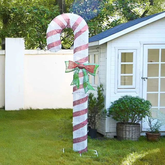 Main image of Yescom 8FT Pre-Lit 660LED Christmas Candy Cane Giant 3D Lighted Outdoor Yard Decorations, Holiday Display Large Lighting