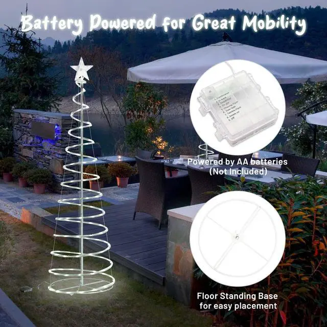 Alt view image 4 of 7 - Yescom Sparkle 3Pack LED Christmas Spiral Light Kit 3/4/6Ft Battery Indoor Outdoor Yard Party Shop Decoration Cool White
