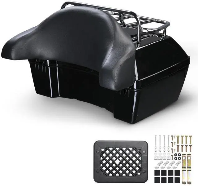 Alt view image 2 of 7 - Yescom 48L Universal Motorcycle Tail Box Top Case Luggage Rack for Harley Road King