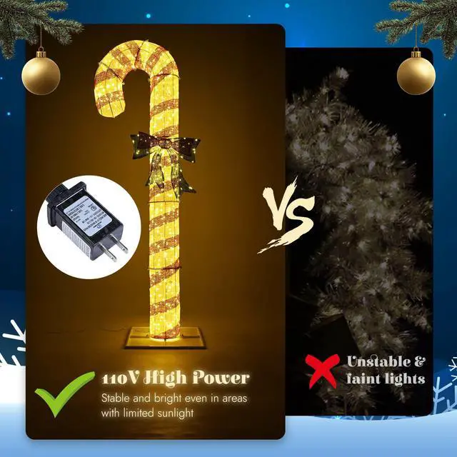 Alt view image 2 of 7 - Yescom 8FT Pre-Lit 660LED Christmas Candy Cane Giant 3D Lighted Outdoor Yard Decorations, Holiday Display Large Lighting