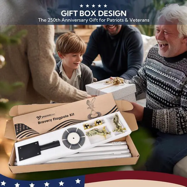 Alt view image 2 of 7 - Yescom 20 Ft Sectional Flag Pole Kit with Solar Light & Deck Mount Bravery MEGA Aluminum Inground Flagpole for Outdoor Patio Dock Side Silver