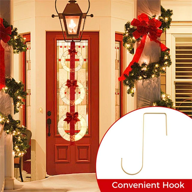 Alt view image 7 of 7 - Yescom Pre-Lit 3 Pcs Christmas Wreath Set with Elegant Red Ribbon for Indoor/Outdoor Holiday Decor Front Door Window Porch Yard