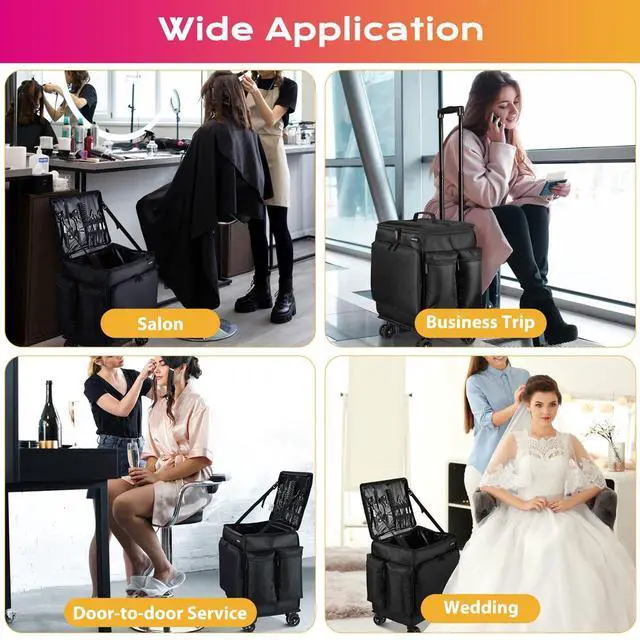 Alt view image 7 of 7 - Byootique Soft Rolling Hair Stylist Train Case w/ Hair Tools Travel Bag Backpack