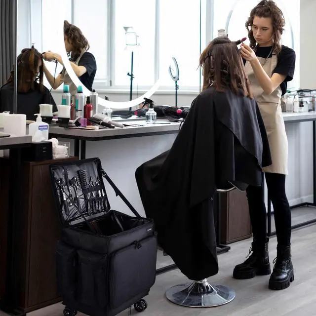 Alt view image 7 of 7 - Byootique Rolling Makeup Train Case Soft Sided Travel Cosmetic Organizer Storage with Travel Make Bag Backpack