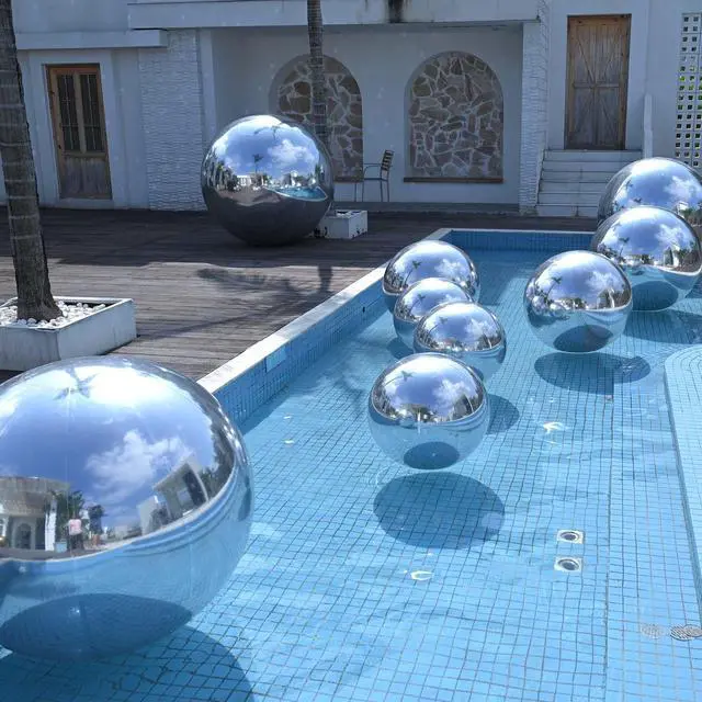 Alt view image 3 of 5 - Yescom 32" Inflatable Mirror Ball Giant Reusable Large Disco Balloon Decoration for Party Wedding Event Stage Decor Silver