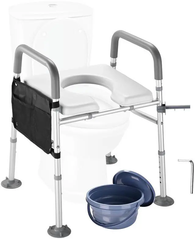 Main image of Yescom Raised Toilet Seat Riser Adjustable Bedside Commode with Handles 375 lb for Seniors Disabled
