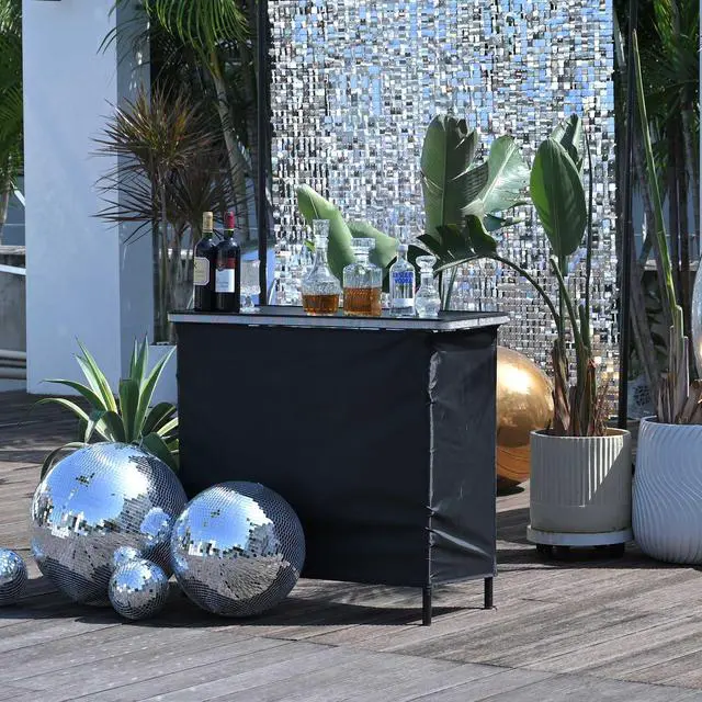 Main image of InstaHibit EZ GO Portable Bar Table Shimmer Decor with Carry Bag Black Skirt for Wedding Camping Tradeshow Party