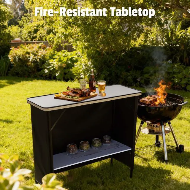 Alt view image 3 of 7 - InstaHibit EZ GO Portable Bar Table Shimmer Decor with Carry Bag Black Skirt for Wedding Camping Tradeshow Party