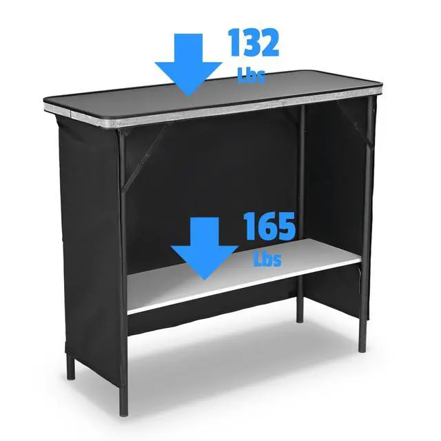 Alt view image 5 of 7 - InstaHibit EZ GO Portable Bar Table Shimmer Decor with Carry Bag Black Skirt for Wedding Camping Tradeshow Party