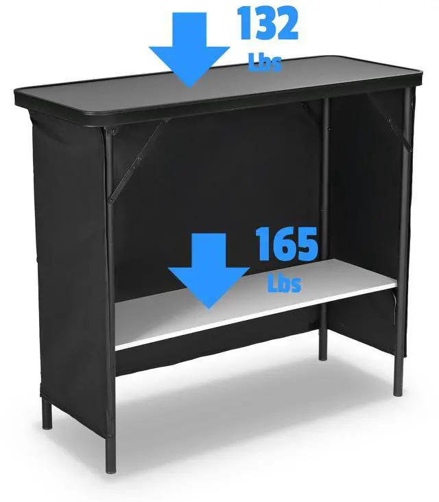 Alt view image 5 of 7 - InstaHibit EZ GO 2 Pcs Portable Bar Table Aluminum with Carry Bag Black Skirt for Wedding Camping Tradeshow Party