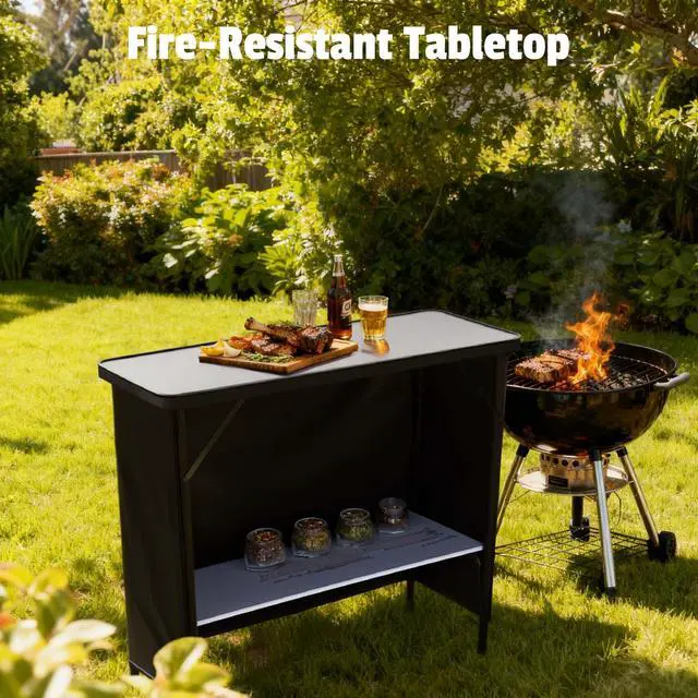 Alt view image 4 of 7 - InstaHibit EZ GO 2 Pcs Portable Bar Table Aluminum with Carry Bag Black Skirt for Wedding Camping Tradeshow Party