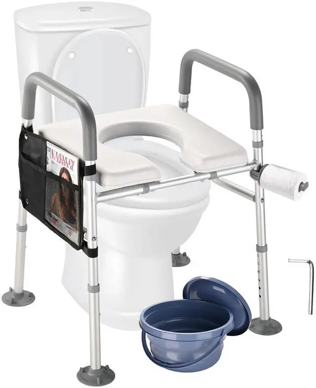 Main image of Yescom Raised Toilet Seat Riser Adjustable Bedside Commode with Handles 375 lb for Seniors Disabled
