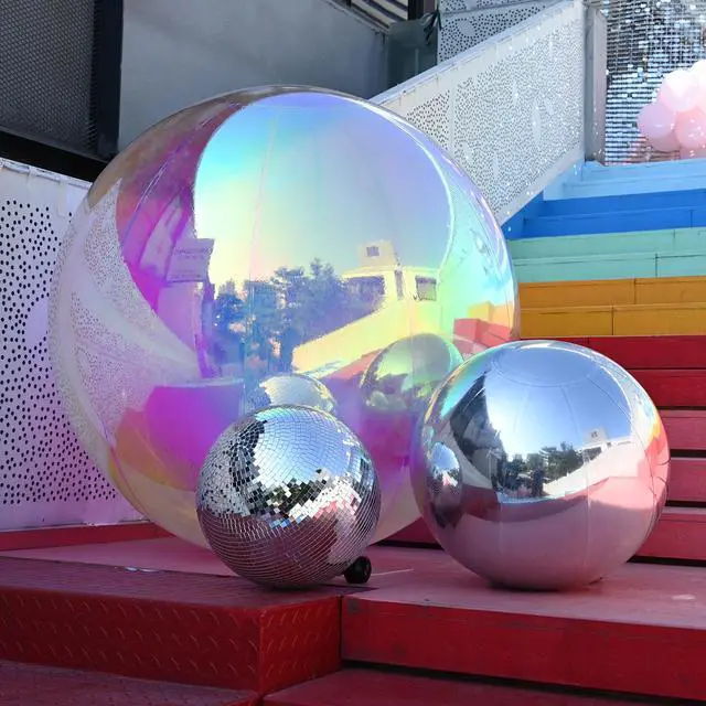 Alt view image 2 of 7 - Yescom 39" Inflatable Mirror Ball Giant Iridescent Reusable Large Disco Balloon Decoration for Party Wedding Event Stage Decor