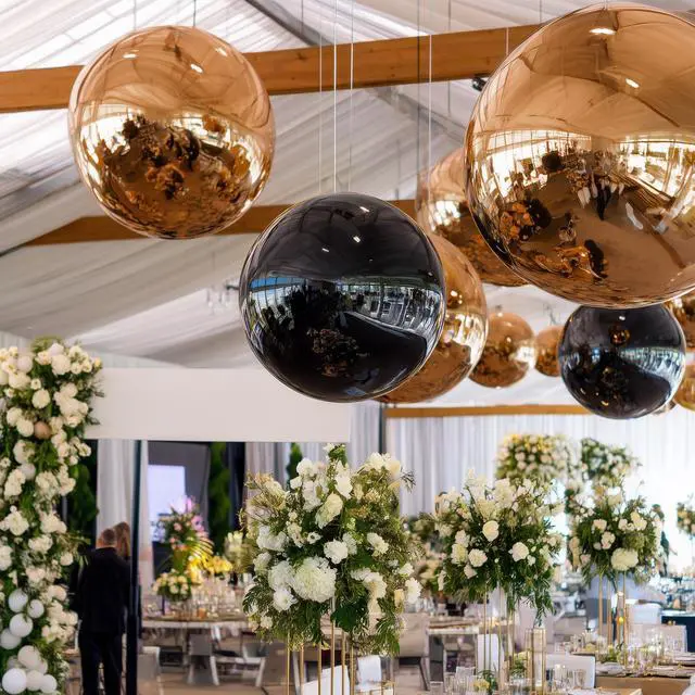 Alt view image 2 of 7 - Yescom 20" Inflatable Mirror Ball Giant Reusable Large Disco Balloon Decoration for Party Wedding Event Stage Decor Black