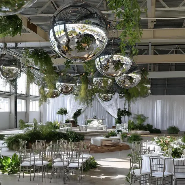 Alt view image 3 of 7 - Yescom 39" Inflatable Mirror Ball Giant Reusable Large Disco Balloon Decoration for Party Wedding Event Stage Decor Silver