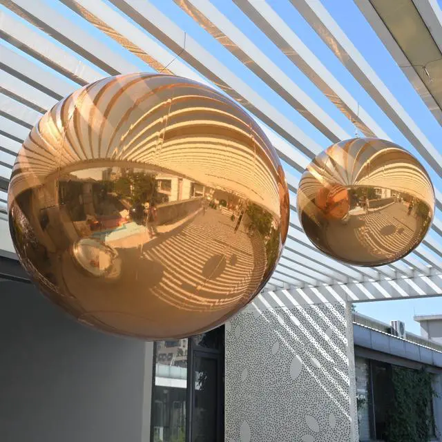 Alt view image 2 of 7 - Yescom 32" Inflatable Mirror Ball Giant Reusable Large Disco Balloon Decoration for Party Wedding Event Stage Decor Gold
