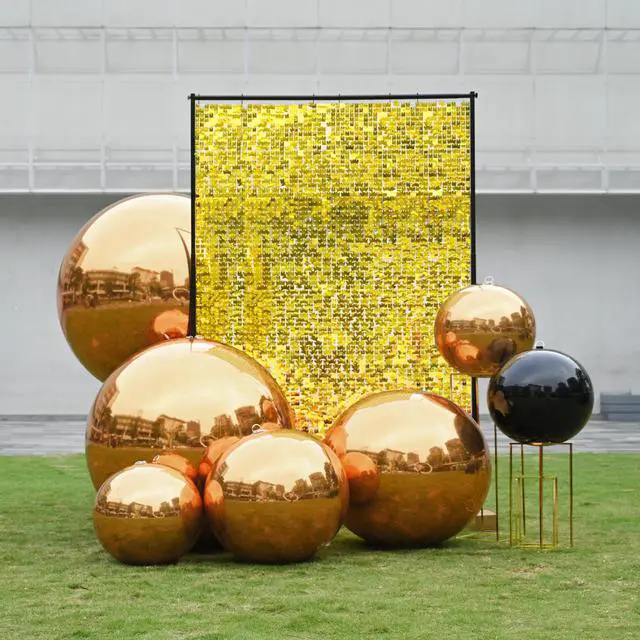 Alt view image 5 of 7 - Yescom 32" Inflatable Mirror Ball Giant Reusable Large Disco Balloon Decoration for Party Wedding Event Stage Decor Gold