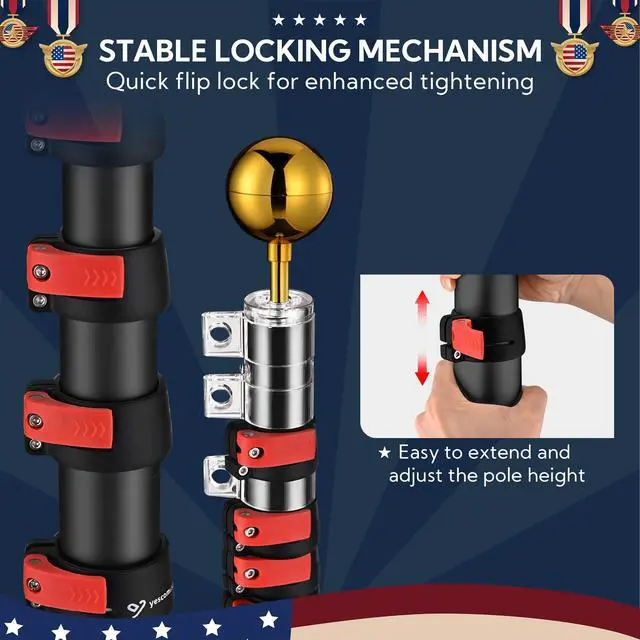 Alt view image 3 of 7 - Yescom EZ GO 20Ft Commercial Telescoping Flag Pole Kit Portable Display Sign Banner Pole for Outside Hotel Business Events Advertising Flag Black