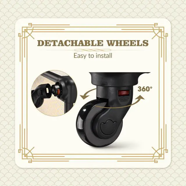 Alt view image 6 of 7 - Byootique Rolling Makeup Train Case on Wheels Cosmetic Trolley Art Deco Pastel