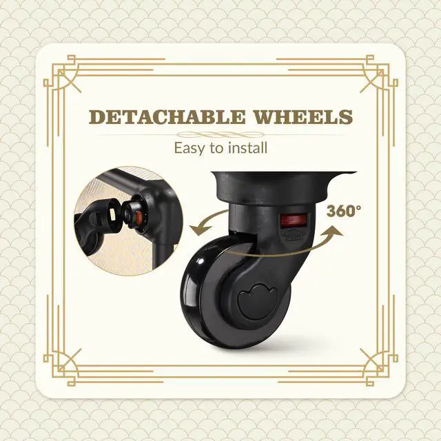 Alt view image 5 of 7 - Byootique Rolling Makeup Train Case on Wheels 4in1 Cosmetology Art Deco Pastel