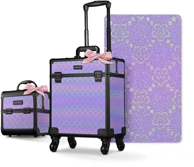 Main image of Byootique 2-Piece Makeup Train Case Cosmetic Organizer Kit Charm ForgetMeNot