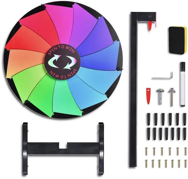 Alt view image 6 of 7 - WinSpin 18" Tabletop Color Prize Wheel 12 Slots Editable Fortune Spinning Wheel for Tradeshow Carnival Game Wheel, Pinwheel Series