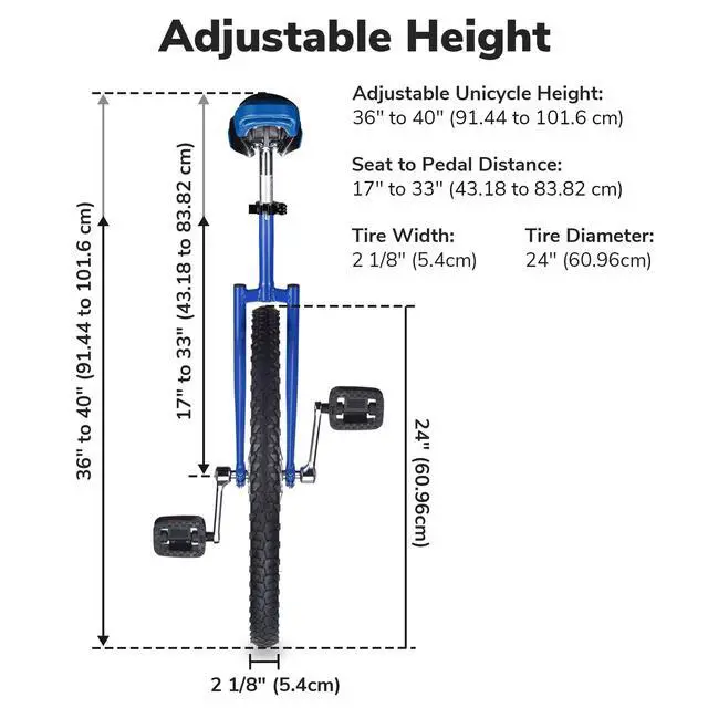 Alt view image 3 of 7 - Yescom 24 Inch Wheel Outdoor Unicycle Circus Bike for Adults Teenagers Kids Blue