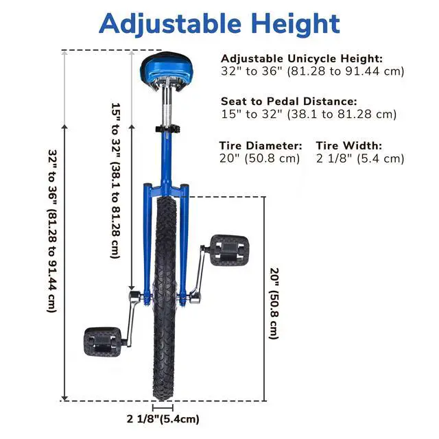 Alt view image 3 of 7 - Yescom 20 Inch Wheel Outdoor Unicycle Circus Bike for Adults Teenagers Kids Blue
