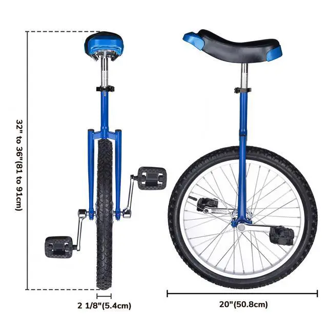 Alt view image 5 of 7 - Yescom 20 Inch Wheel Outdoor Unicycle Circus Bike for Adults Teenagers Kids Blue
