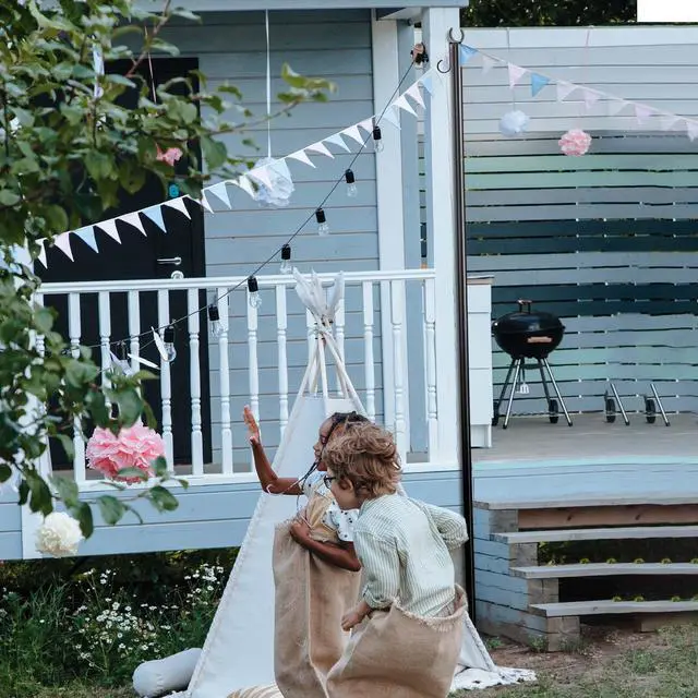 Alt view image 7 of 7 - 10 Ft String Light Pole Outdoor Metal Pole Aluminum with Side Hooks Patio Backyard Party 4 Pack