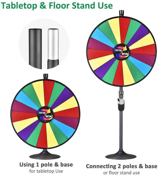 Alt view image 2 of 7 - WinSpin 36" Dual Use Prize Wheel Tabletop or Floor Stand Fortune Spinning Wheel for Tradeshow Carnival Game Wheel, Classic Series