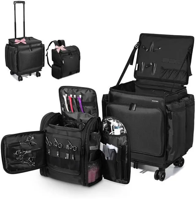 Main image of Byootique Soft Rolling Hair Stylist Train Case w/ Hair Tools Travel Bag Backpack