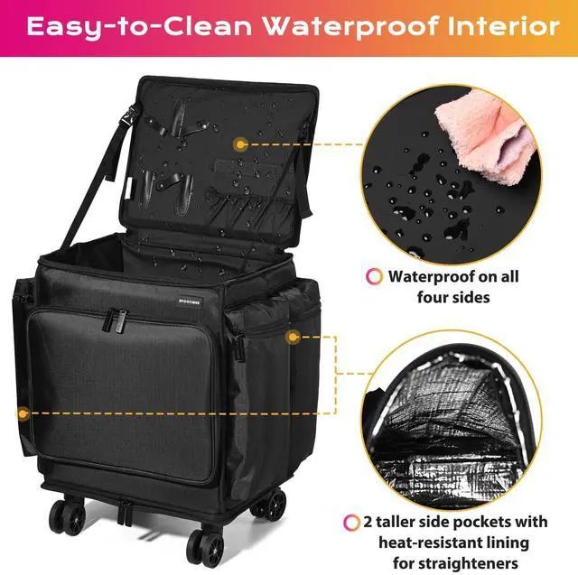 Alt view image 2 of 7 - Byootique Soft Rolling Hair Stylist Train Case w/ Hair Tools Travel Bag Backpack