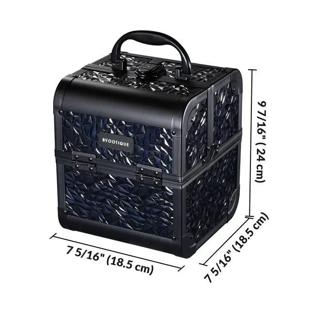 Alt view image 3 of 7 - Byootique Makeup Train Case Kit with Cube Case Cosmetic Organizer Mermaid Black