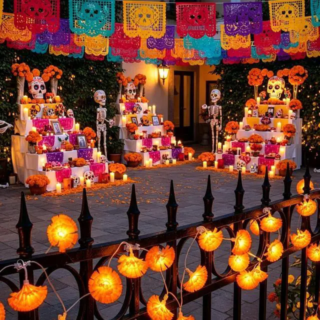 Alt view image 5 of 7 - Yescom 2 Pcs 10ft 20LED Marigold String Lights with 100 Magnetic U-Clips for Metal Fence Door Frame Refrigerator Halloween Diwali Fall Decor