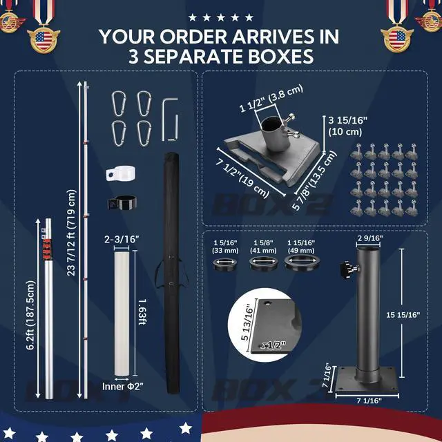 Alt view image 7 of 7 - Yescom EZ GO 25ft Starlink Gen 3 Pole and Ground Mount Kit Telescoping Aluminum Starlink Mast with Deck Mount & Standard Pipe Adapter for Construction Sites & Backyard, Commercial Use, Silver