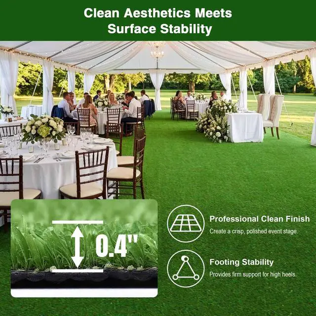 Alt view image 3 of 7 - Yescom 5-FT x 65-FT Budget-Friendly Event Turf Pre-cut Roll Wedding Reception Dinner Area Artificial Grass-0.4"H