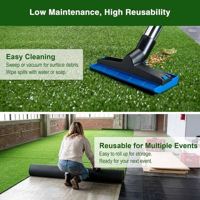 Alt view image 7 of 7 - Yescom 5-FT x 65-FT Budget-Friendly Event Turf Pre-cut Roll Wedding Reception Dinner Area Artificial Grass-0.4"H