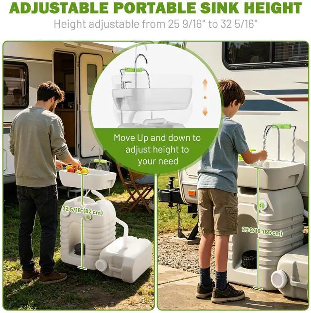 Alt view image 4 of 7 - Yescom 45L Portable Sink Hand Wash Station with Pump 12 Gallon Washing Outdoor Travel Camping Booth