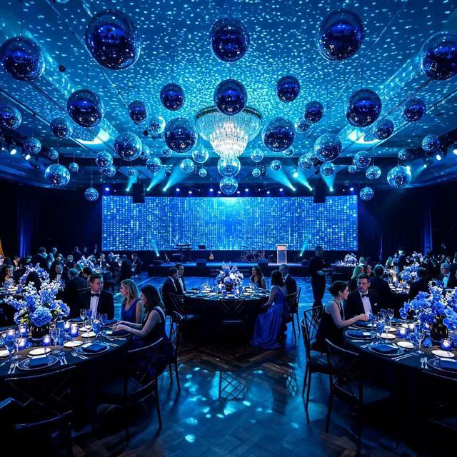 Alt view image 2 of 7 - Yescom 16" Disco Ball Large Mirror Ball Glass Tiles for Wedding DJ Stage Event Blue