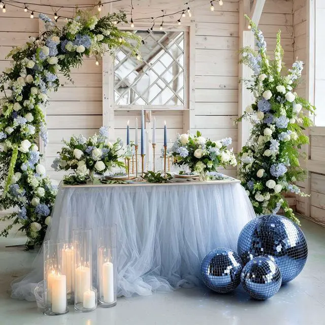 Alt view image 4 of 7 - Yescom 16" Disco Ball Large Mirror Ball Glass Tiles for Wedding DJ Stage Event Blue
