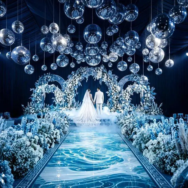 Alt view image 2 of 7 - Yescom 4PCS 7" Disco Balls Decoration with Hanging Ring for DJ Club Wedding Blue