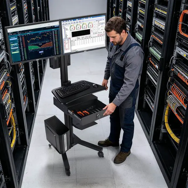 Alt view image 2 of 7 - Yescom Locking Drawer 15kg Capacity Secure Storage for IT Data Center Black