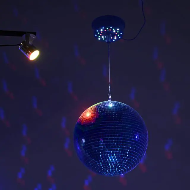 Alt view image 2 of 7 - Yescom 12" Blue Disco Ball w/ RGB Spotlight & Rotating Motor Party Light Kit