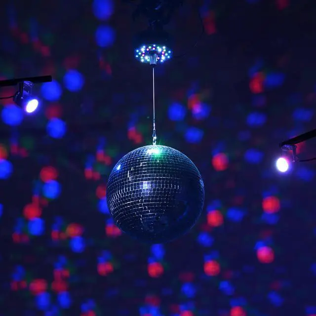Alt view image 2 of 7 - Yescom 12" Blue Disco Ball w/ 2 RGB Spotlights Rotating Motor Party Light