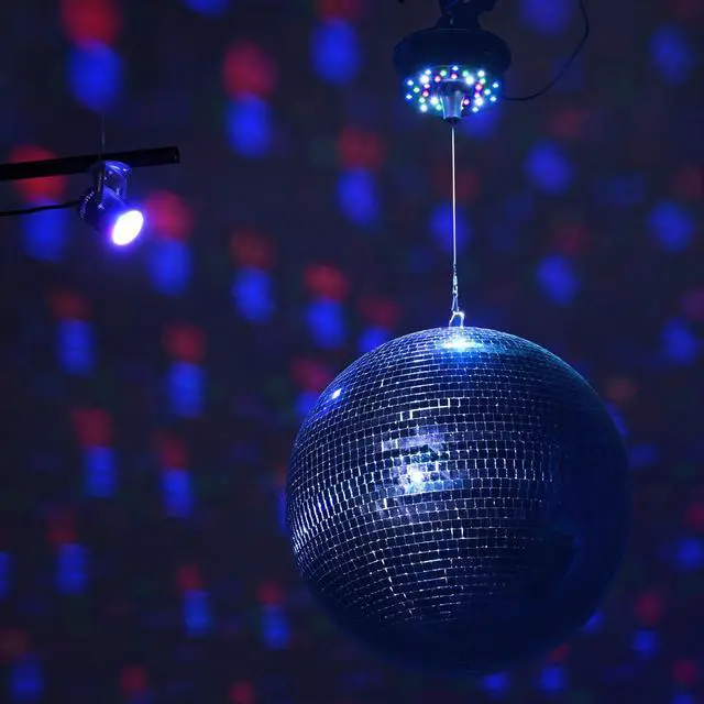 Alt view image 2 of 7 - Yescom 16" Blue Disco Ball w/ RGB Spotlight & Rotating Motor Party Light Kit