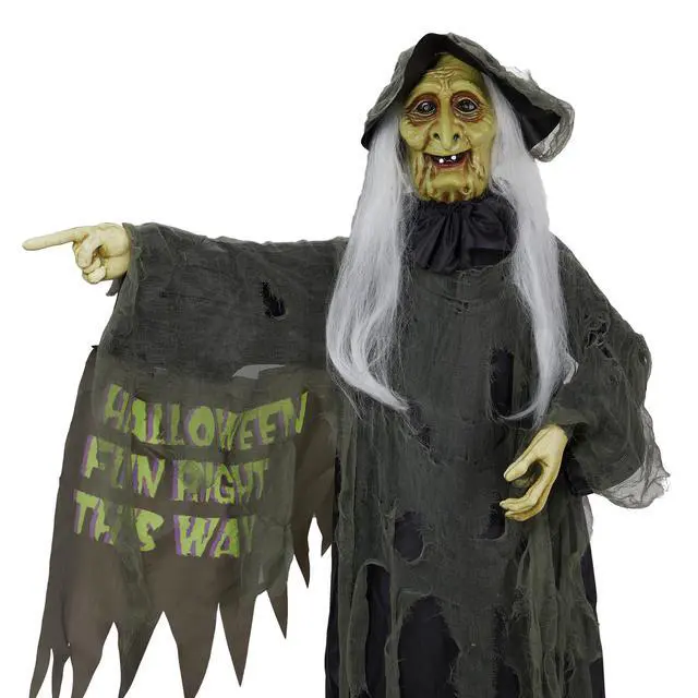 Alt view image 2 of 7 - Yescom Animated Halloween Decorations,Scary Witch,6FT Life Size,Motion/Sound Activated Party Outdoor 2026